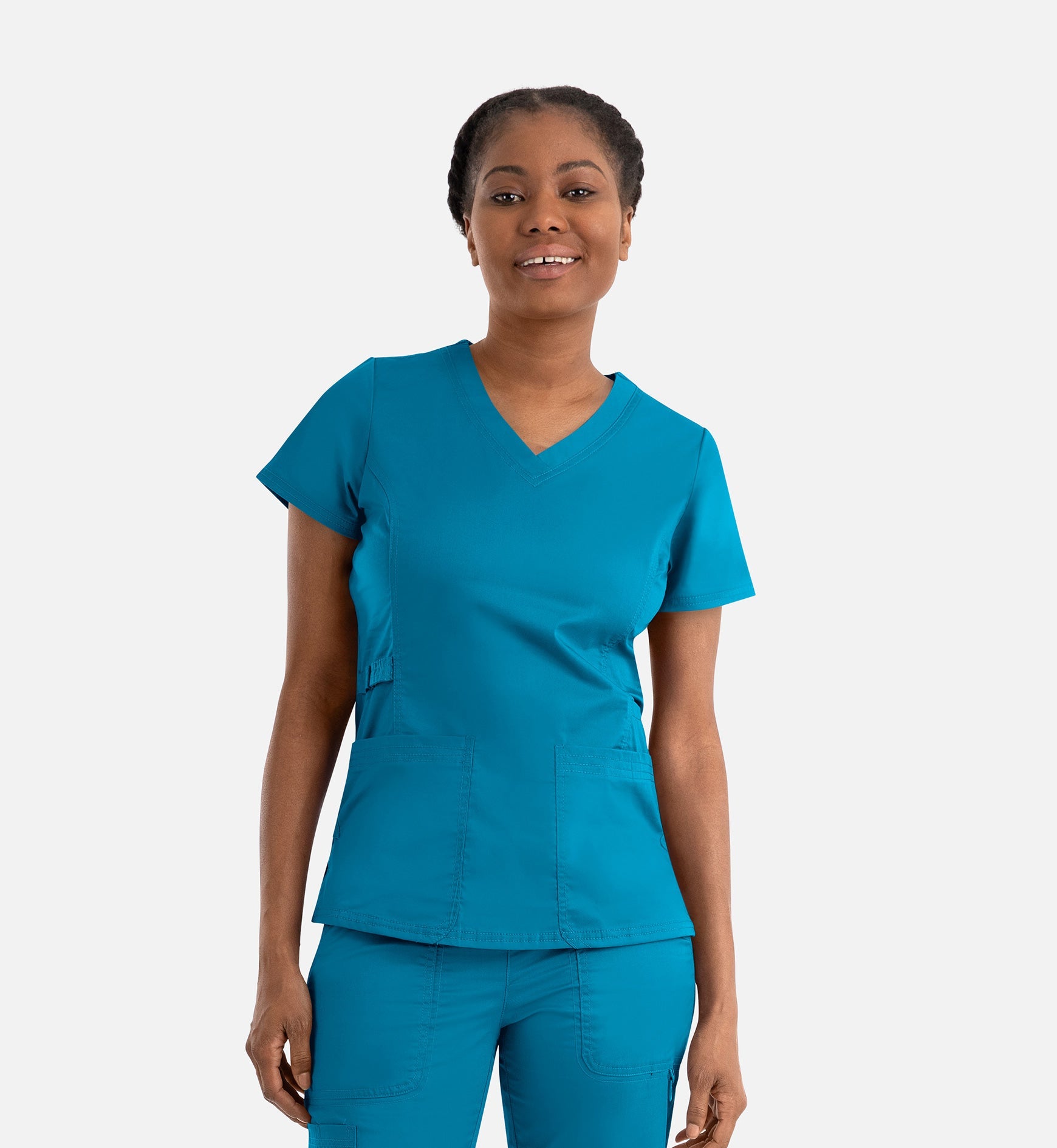 Blossom Signature 2101 Ladies Functional V-Neck Top Teal Blue