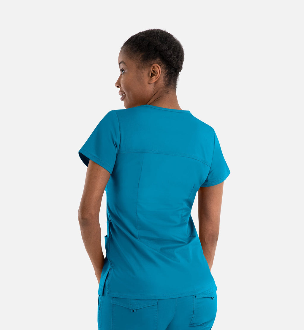 Blossom Signature 2101 Ladies Functional V-Neck Top Teal Blue