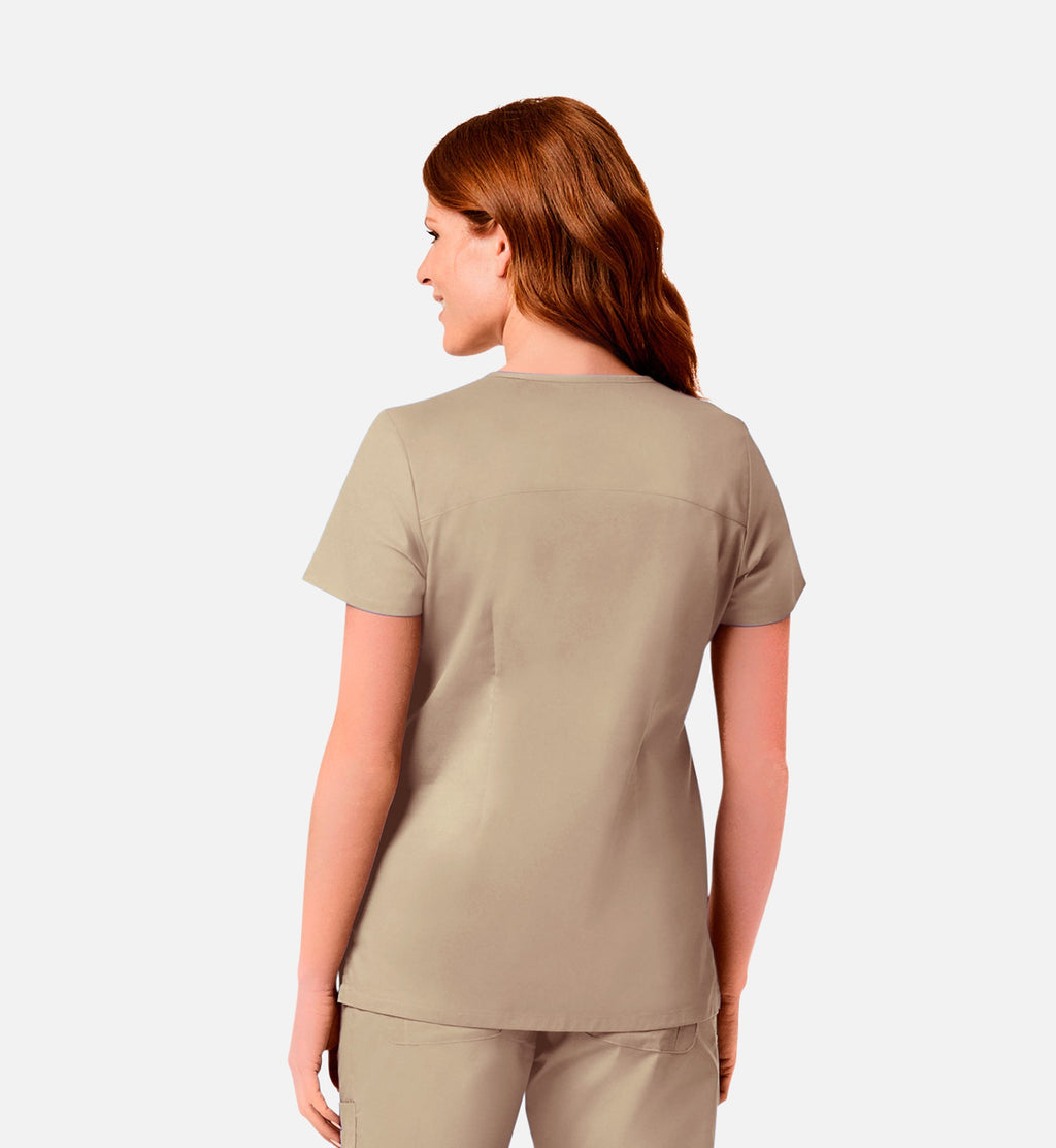 Blossom Signature 2102 Ladies Mesh Pocket Mock Wrap Top Khaki