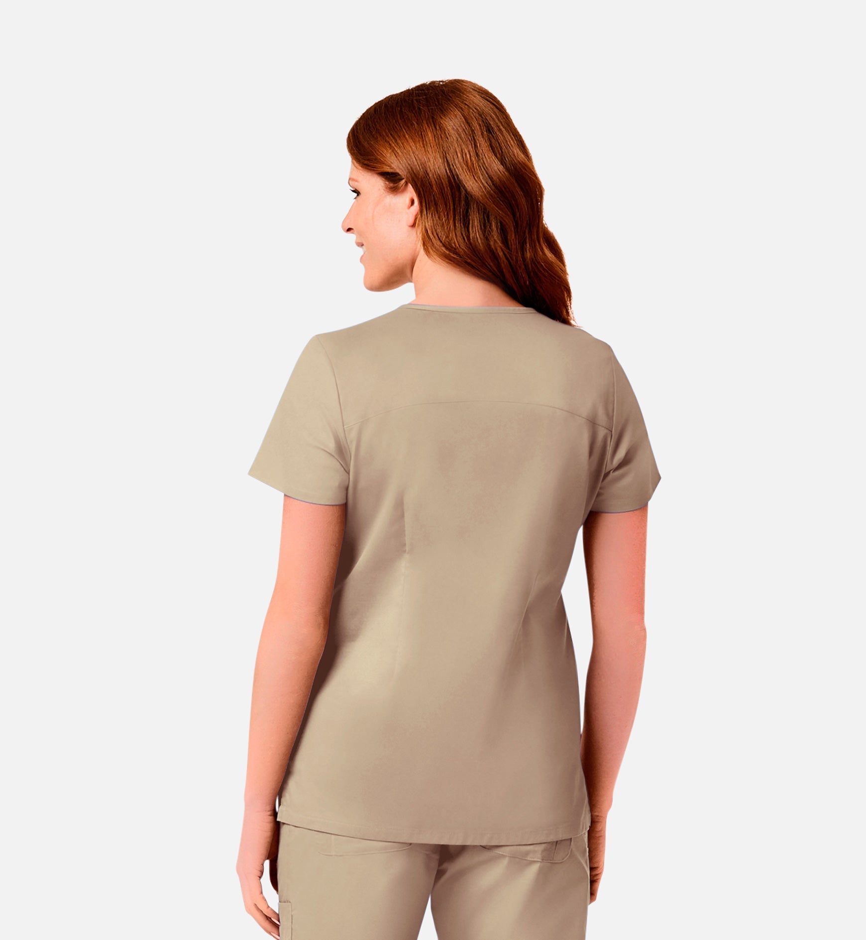 Blossom Signature 2102 Ladies Mesh Pocket Mock Wrap Top Khaki