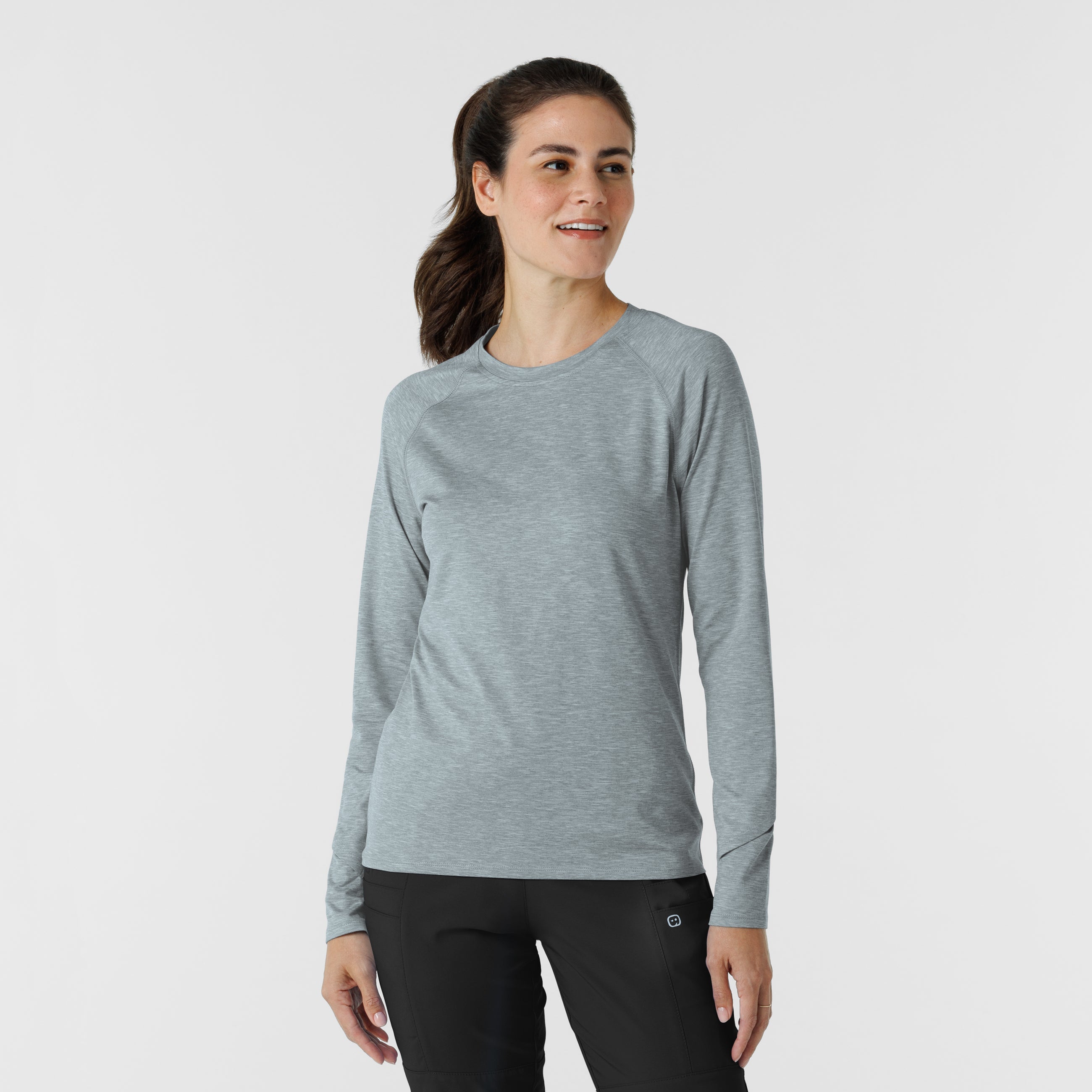 Layers 2139 Watch Window Long Sleeve Underscrub Top Grey Heather