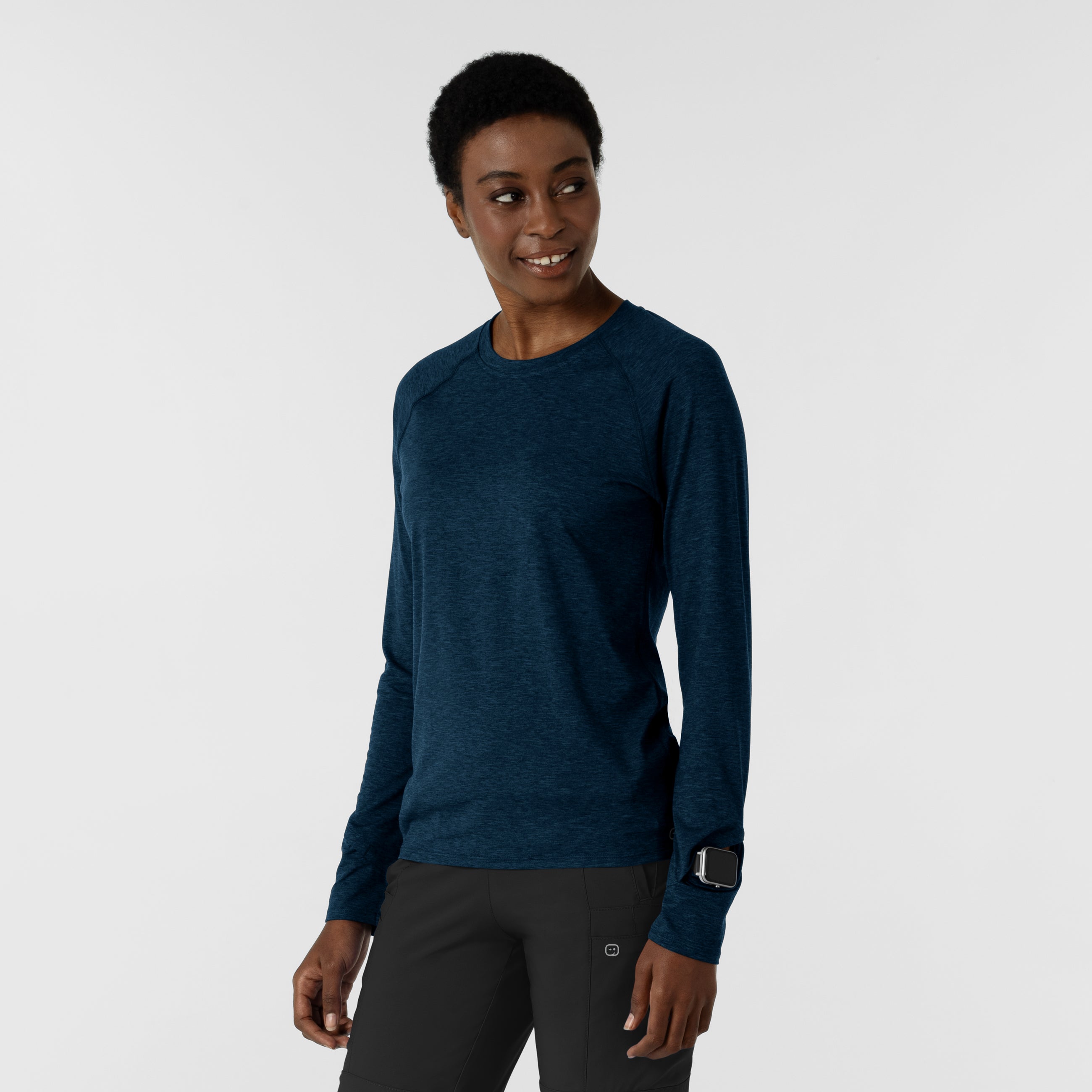 Layers 2139 Watch Window Long Sleeve Underscrub Top Royal Heather