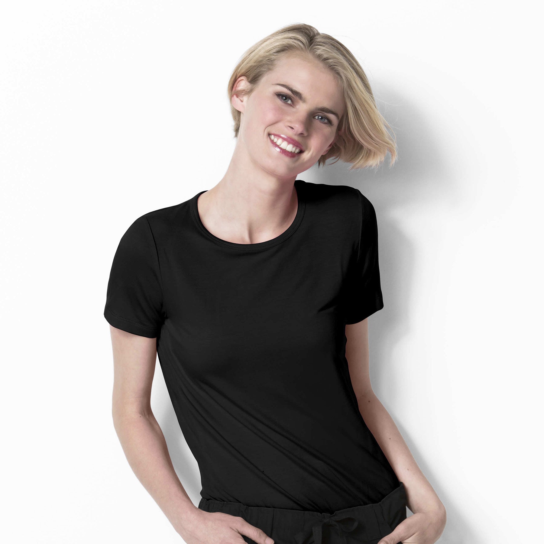 Layers 2209 Silky Knit Short Sleeve Tee Black