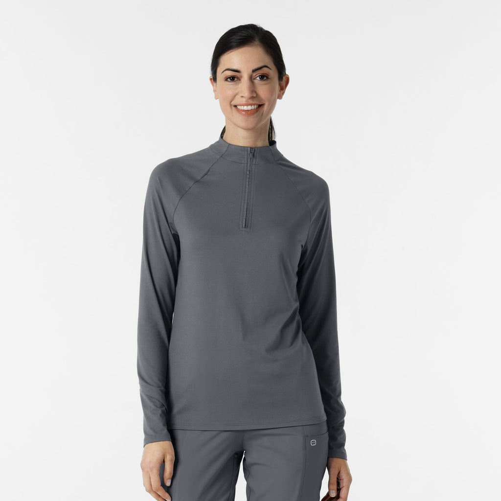 Layers 2239 Watch Window Quarter Zip Scrub Top Pewter