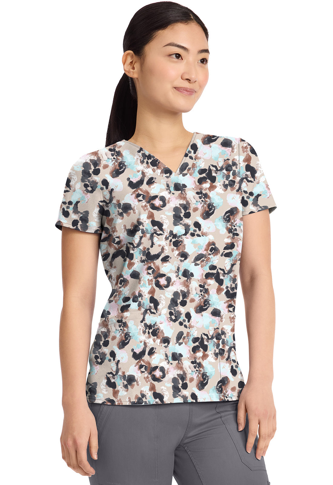 HH Purple Label 2266 Amanda Print Top Abstract Cheetah