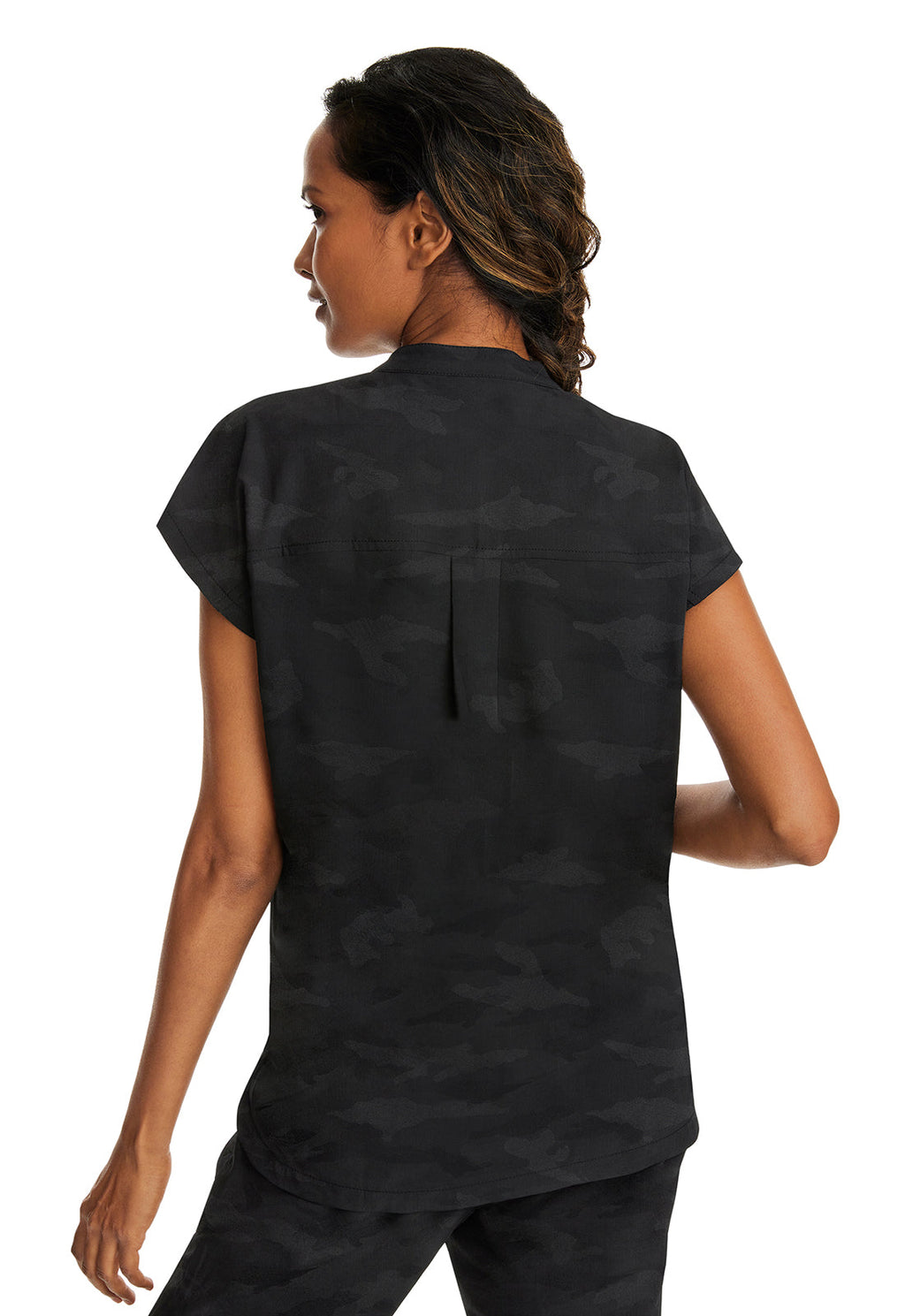 Purple Label 2352 Women's Journey Camo Scrub Top Black