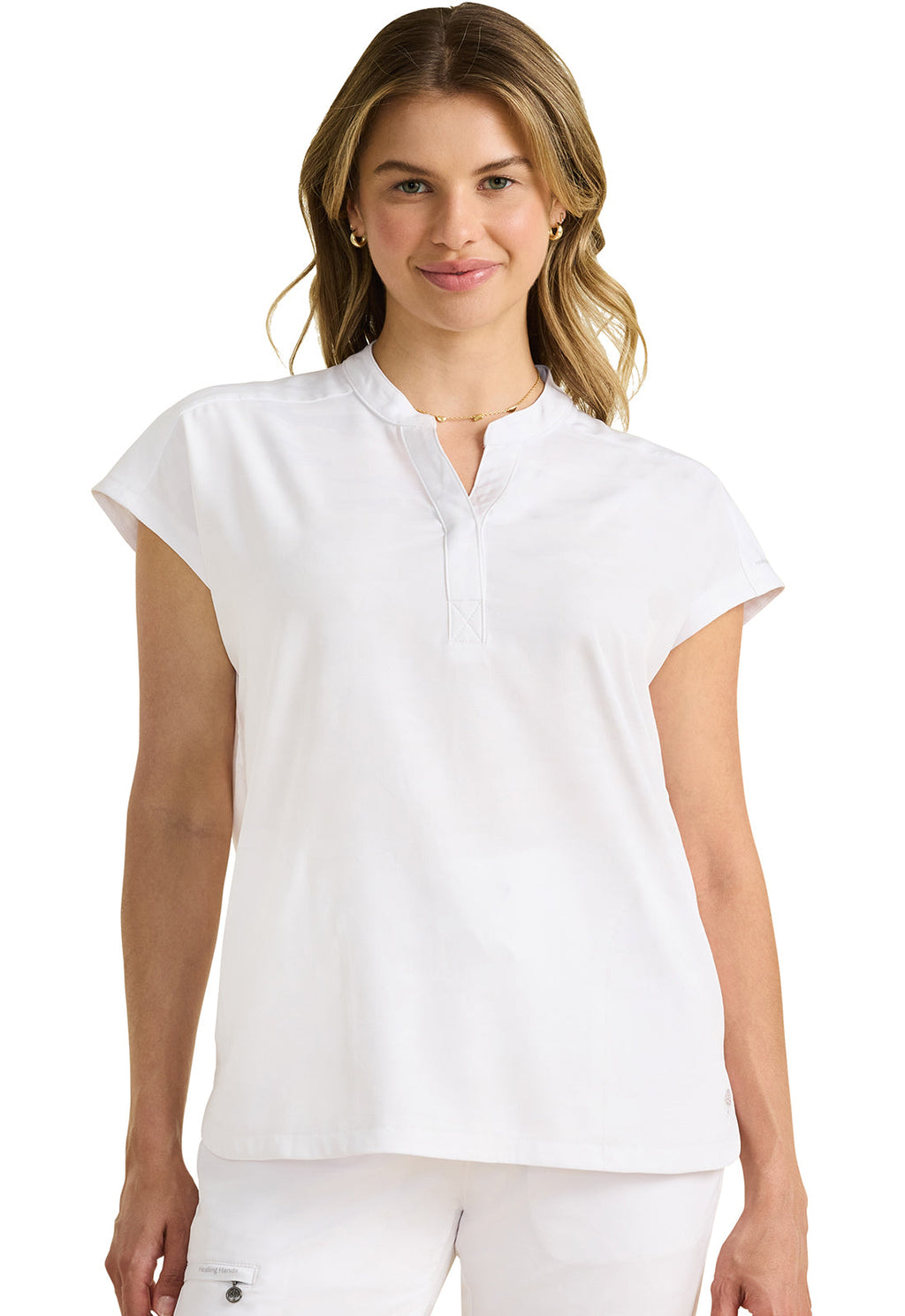 Purple Label Jacquard 2352 Women's Journey Camo Scrub Top White