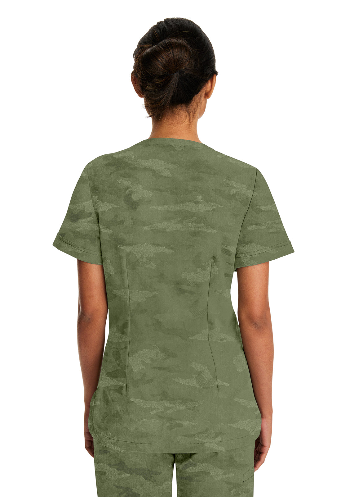 Purple Label 2353 Women's Joy Camo Scrub Top Olive