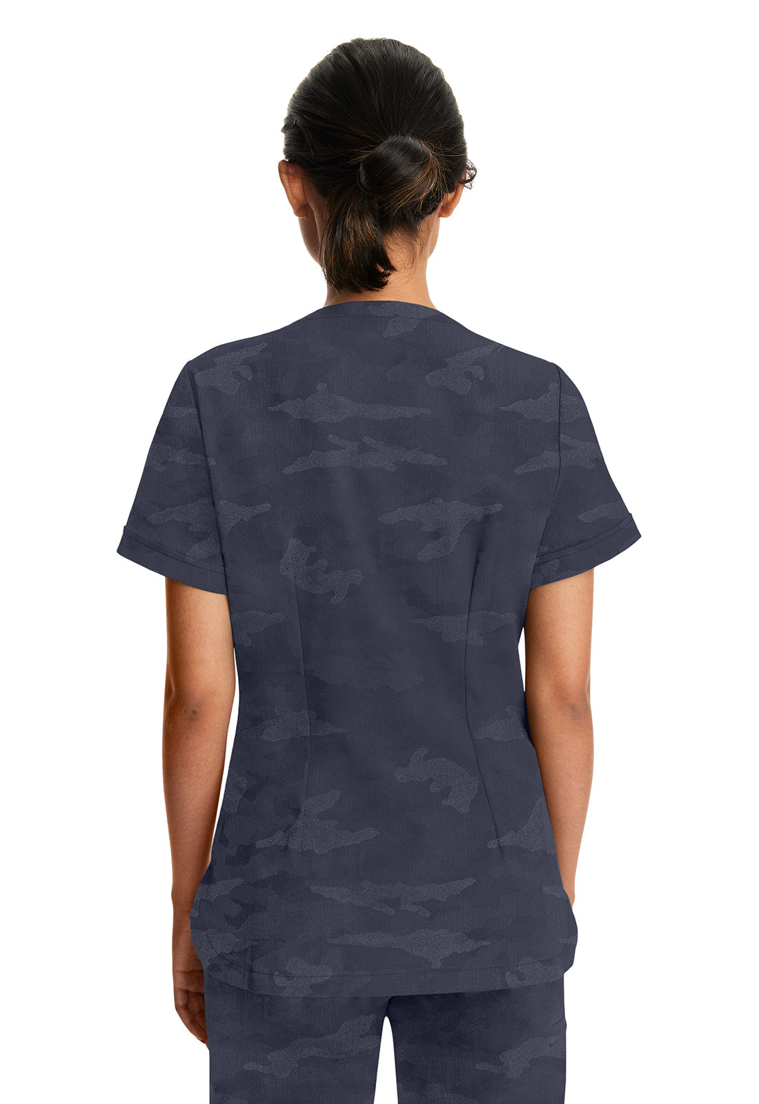 Purple Label 2353 Women's Joy Camo Scrub Top Pewter