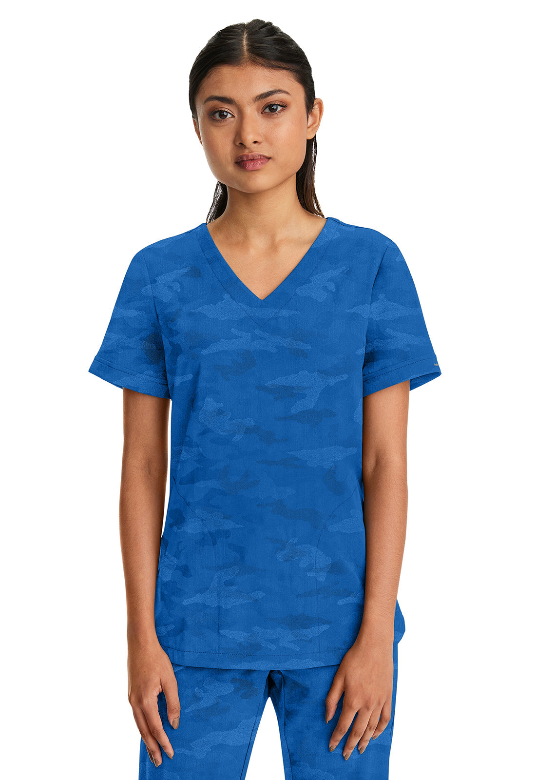Purple Label 2353 Women's Joy Camo Scrub Top Royal