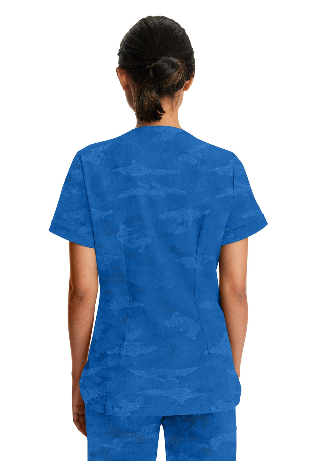 Purple Label 2353 Women's Joy Camo Scrub Top Royal