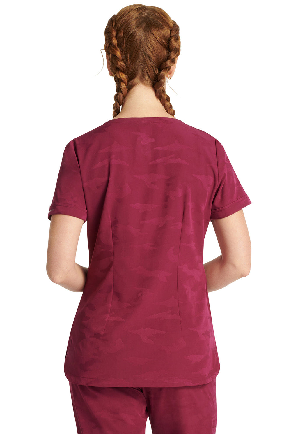 Purple Label 2353 Women's Joy Camo Scrub Top Wine
