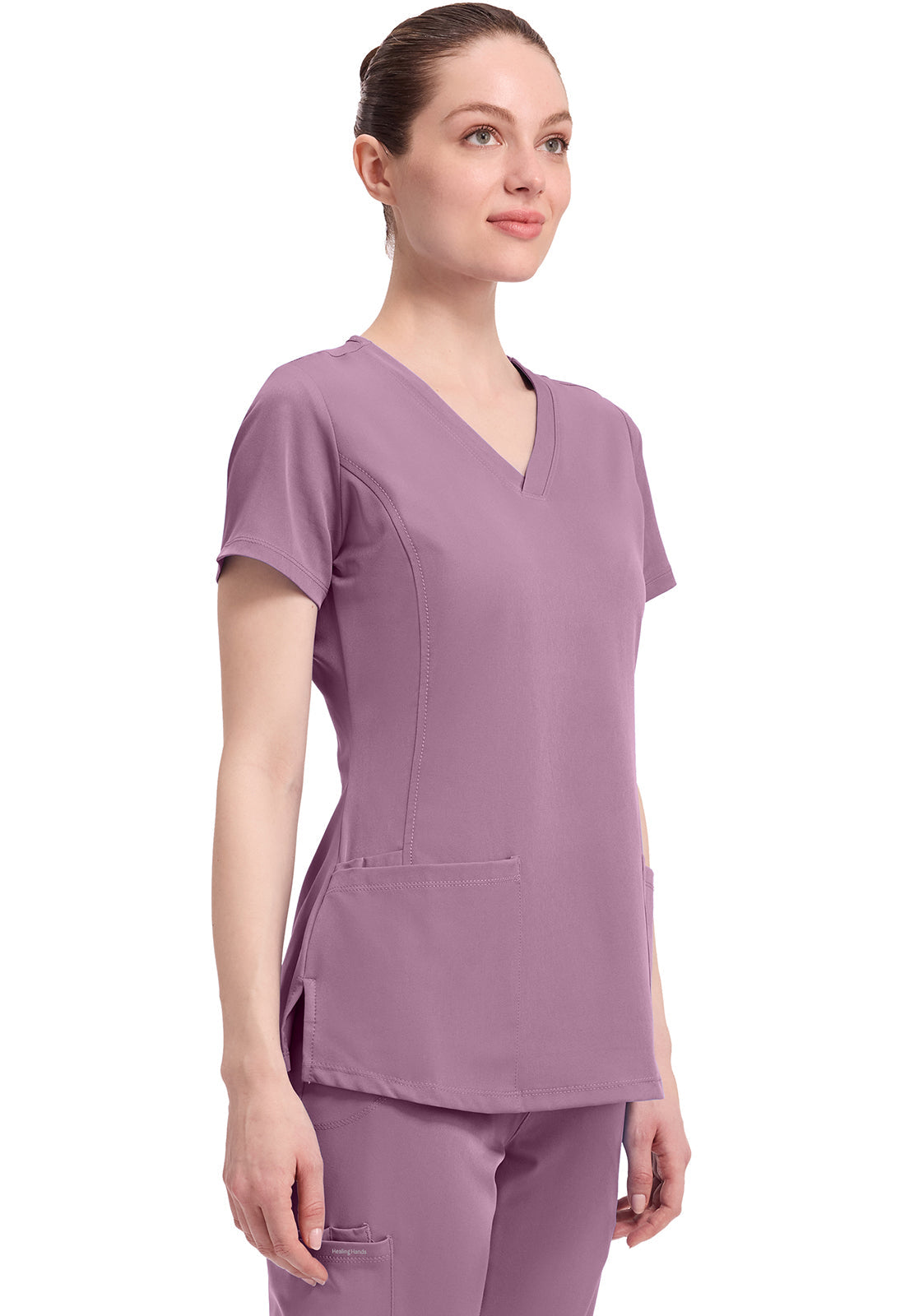 HH Works 2500 Monica V Neck Scrub Top Meta Mauve