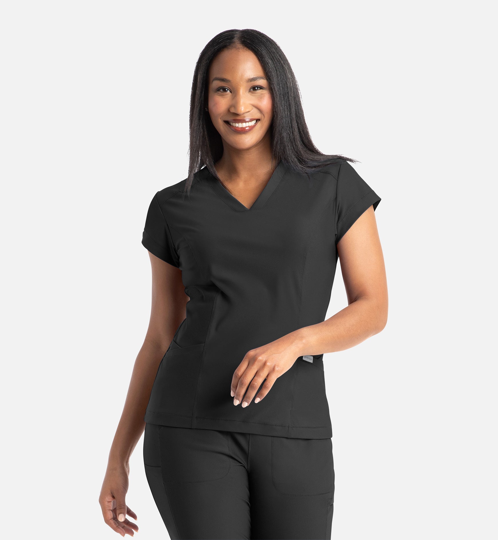 Embrace 2501 Zoe Banded V-Neck Top Black