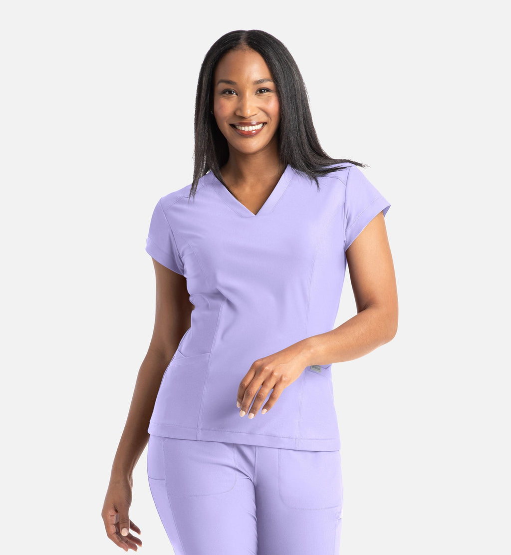 Embrace 2501 Zoe Banded V-Neck Top MISTY LILAC