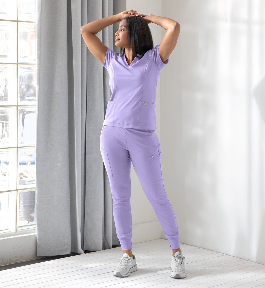 Embrace 2501 Zoe Banded V-Neck Top MISTY LILAC