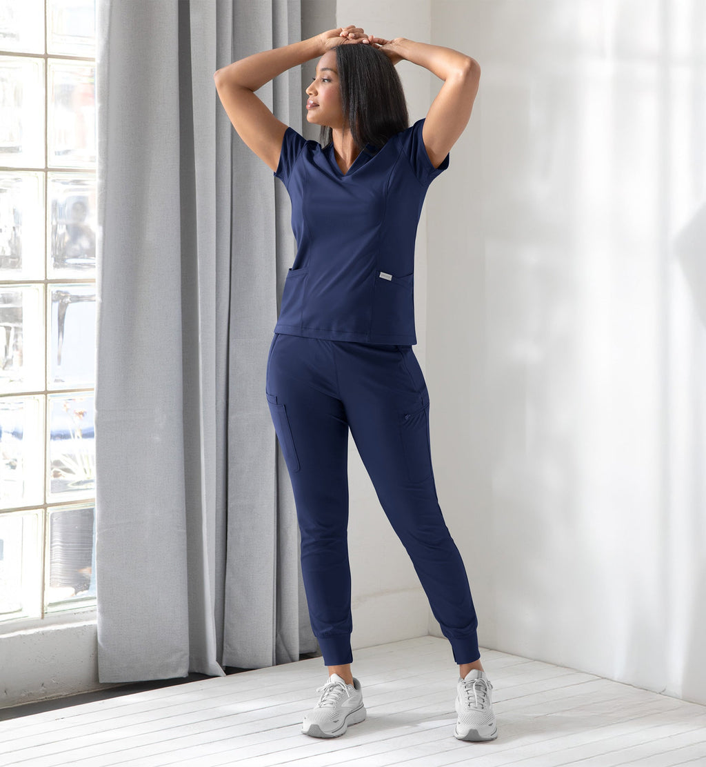 Embrace 2501 Zoe Banded V-Neck Top Navy