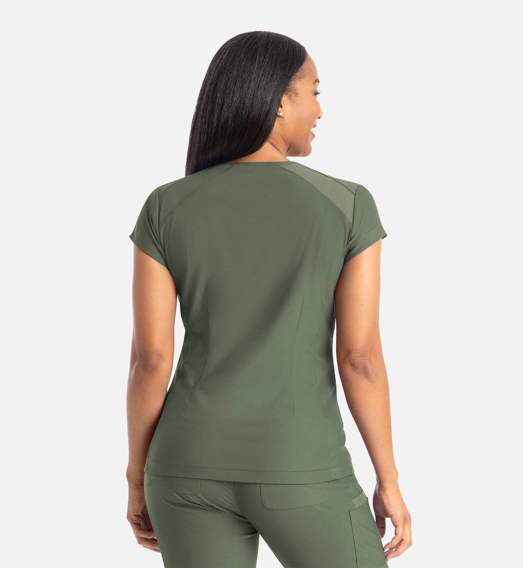 Embrace 2501 Zoe Banded V-Neck Top Olive