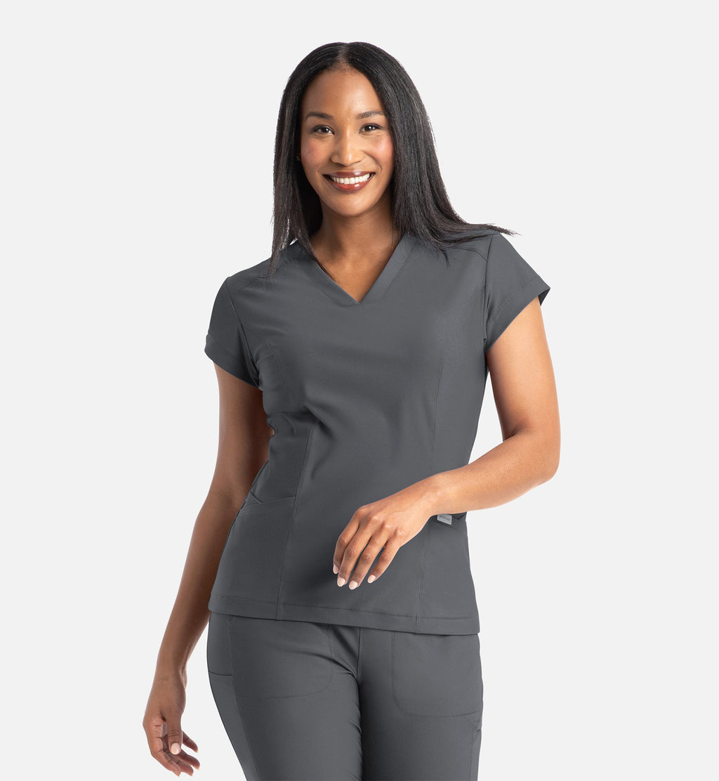 Embrace 2501 Zoe Banded V-Neck Top Pewter