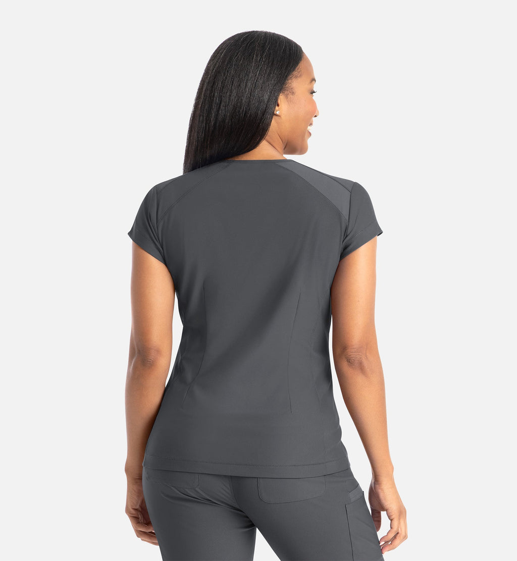 Embrace 2501 Zoe Banded V-Neck Top Pewter