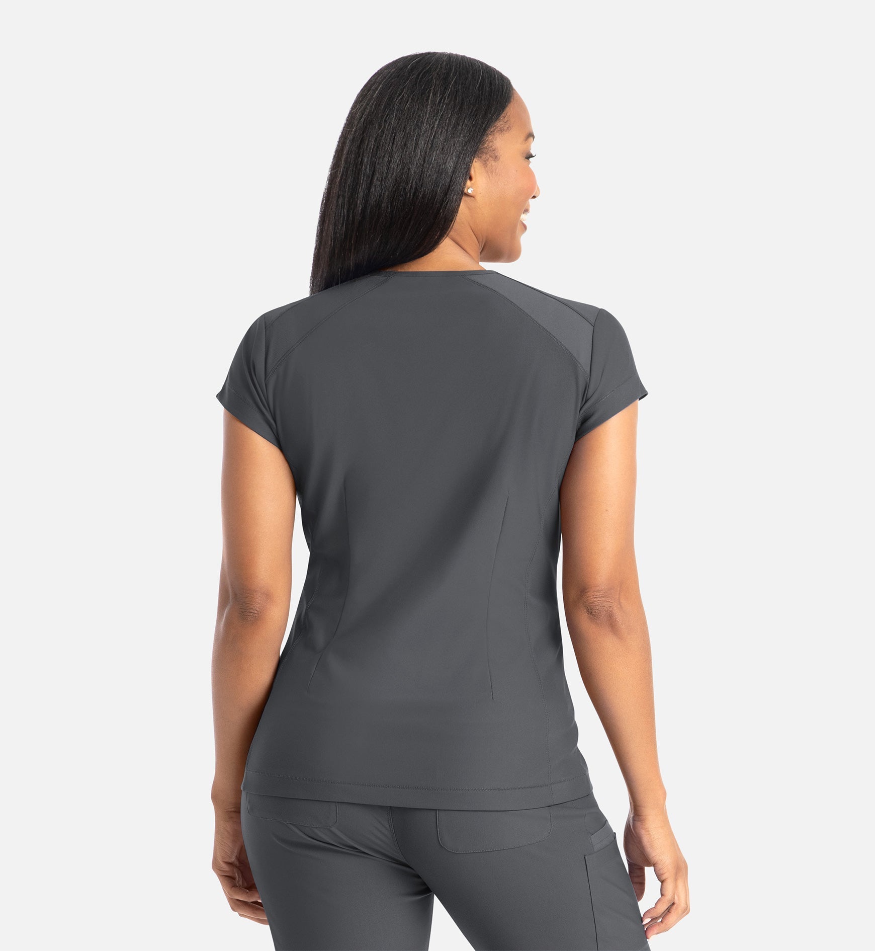 Embrace 2501 Zoe Banded V-Neck Top Pewter