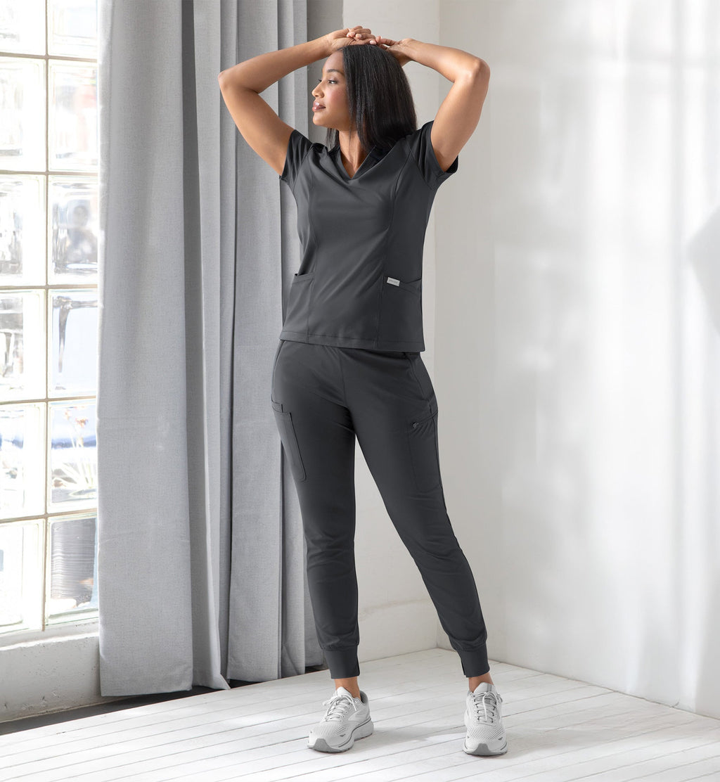 Embrace 2501 Zoe Banded V-Neck Top Pewter