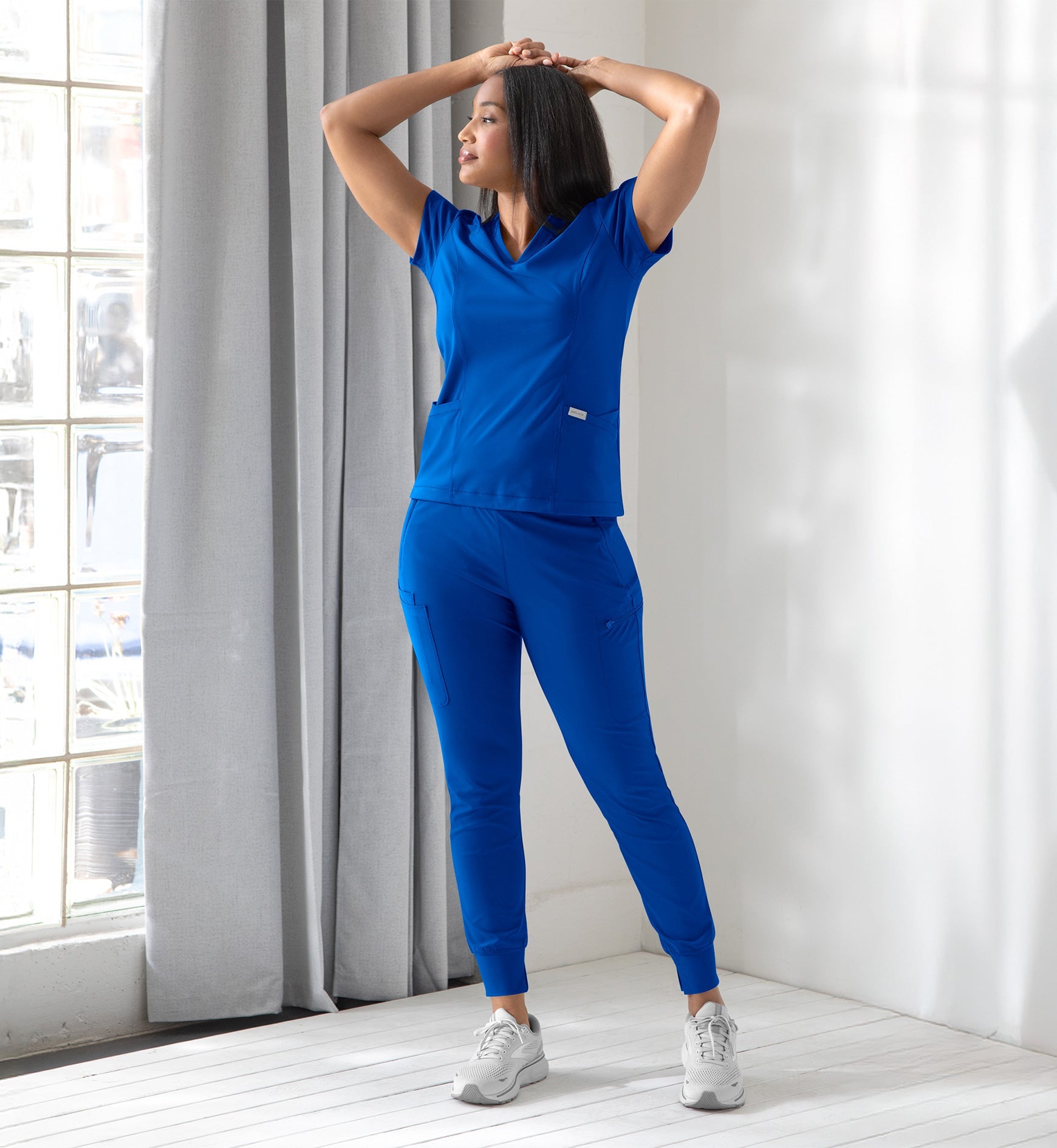 Embrace 2501 Zoe Banded V-Neck Top Royal Blue