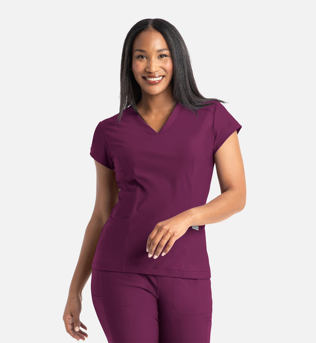 Embrace 2501 Zoe Banded V-Neck Top Wine