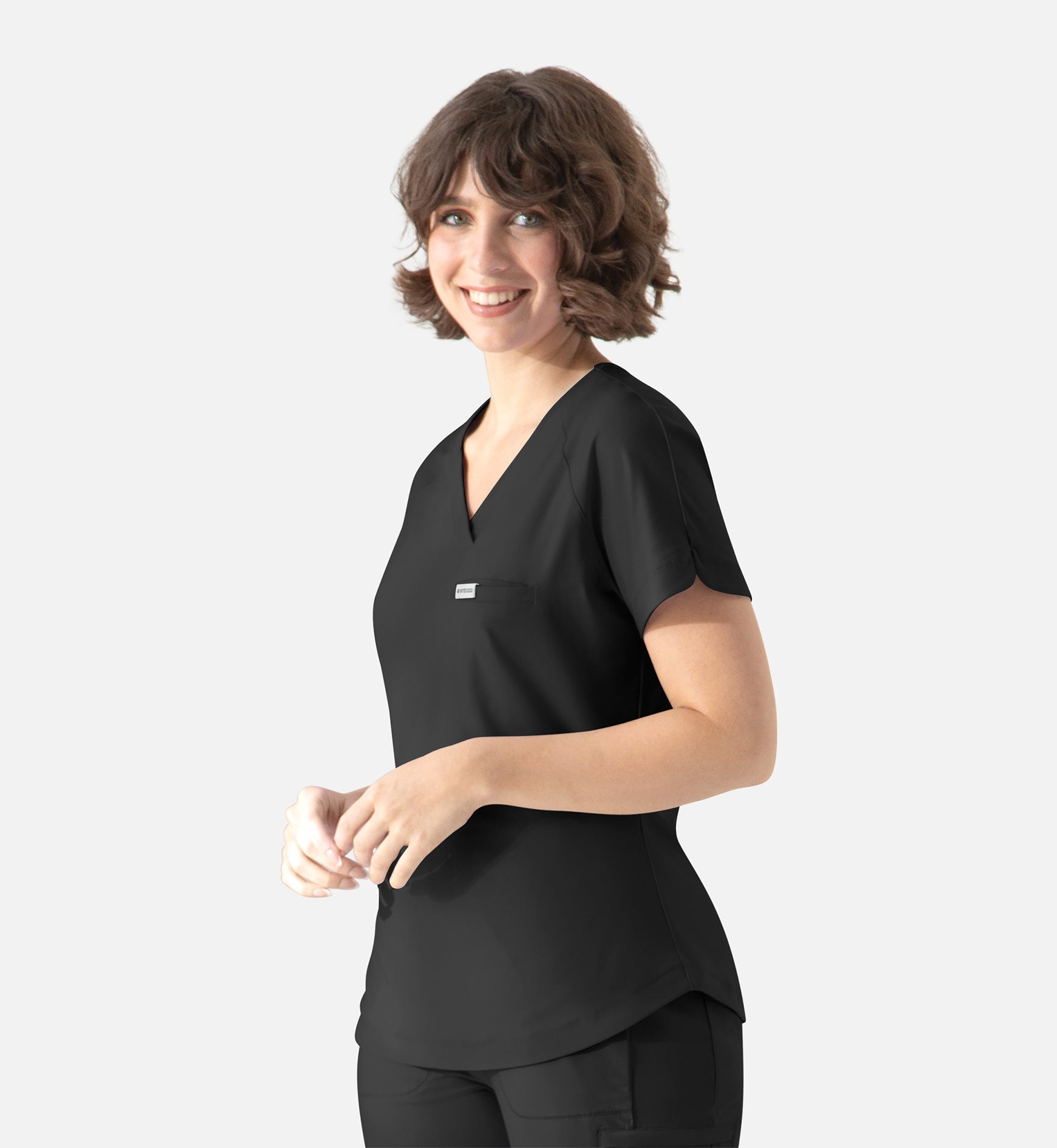 Embrace 2502 Luna Tuckable Y-Neck Top Black