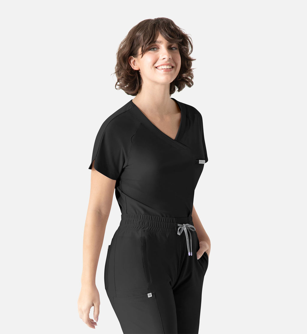 Embrace 2502 Luna Tuckable Y-Neck Top Black