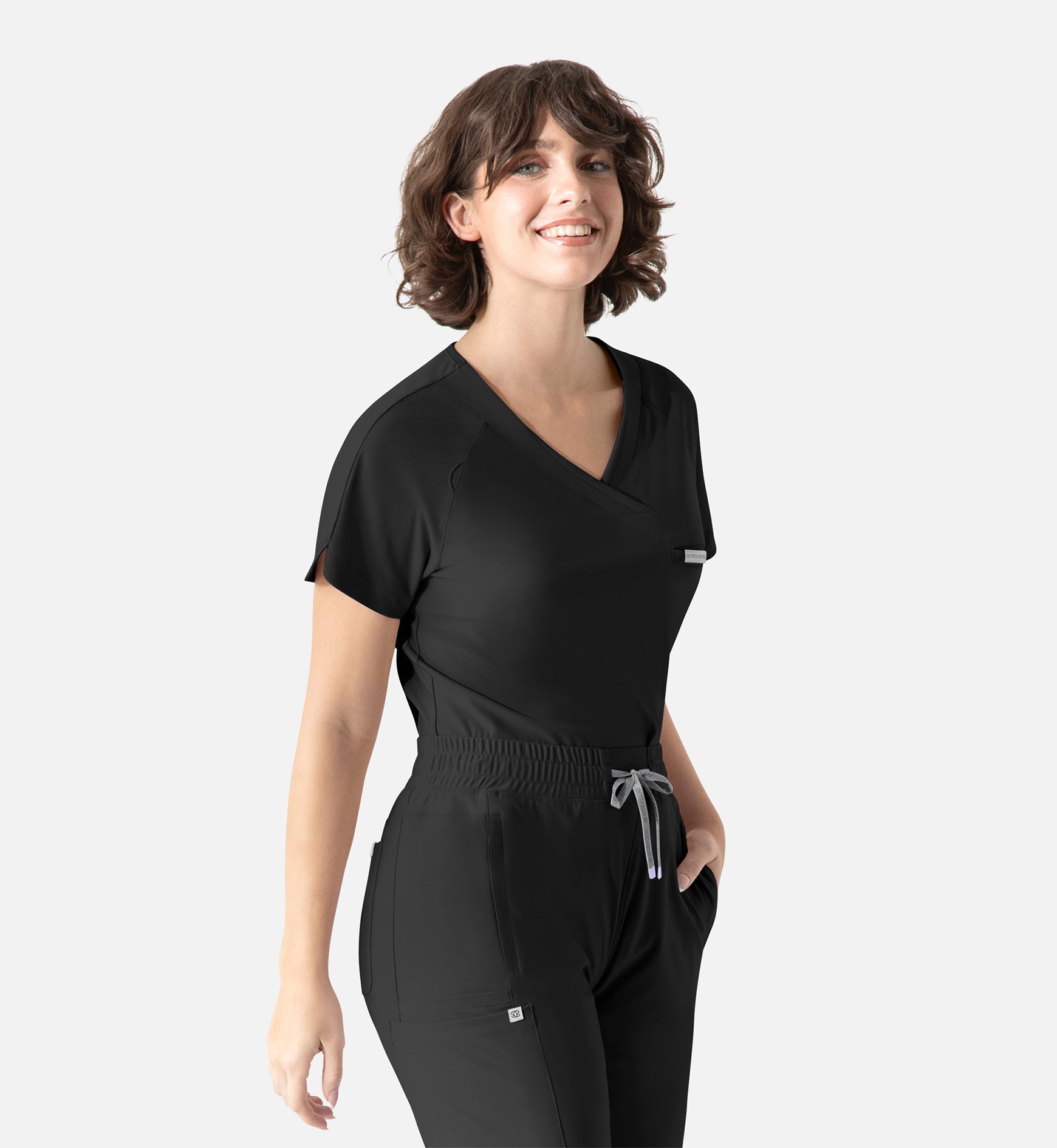 Embrace 2502 Luna Tuckable Y-Neck Top Black