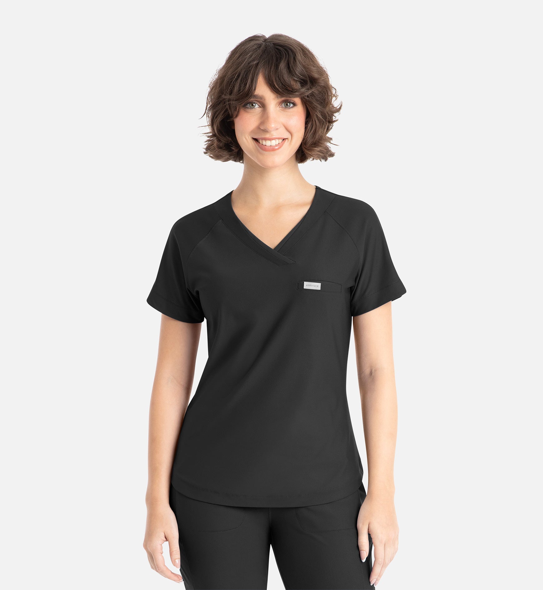 Embrace 2502 Luna Tuckable Y-Neck Top Black