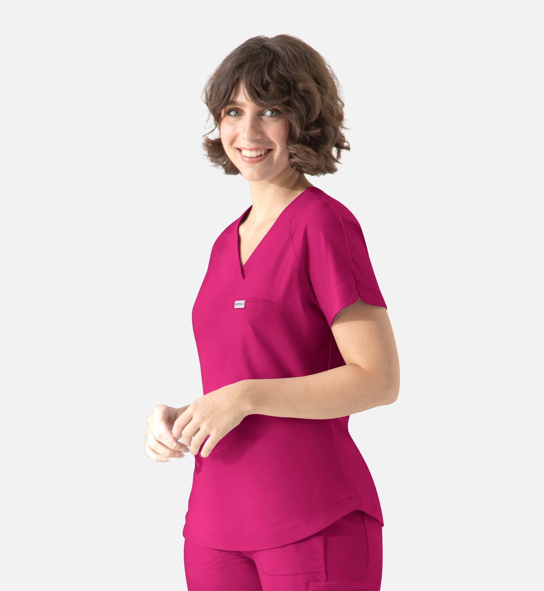 Embrace 2502 Luna Tuckable Y-Neck Top Bold Fuchsia