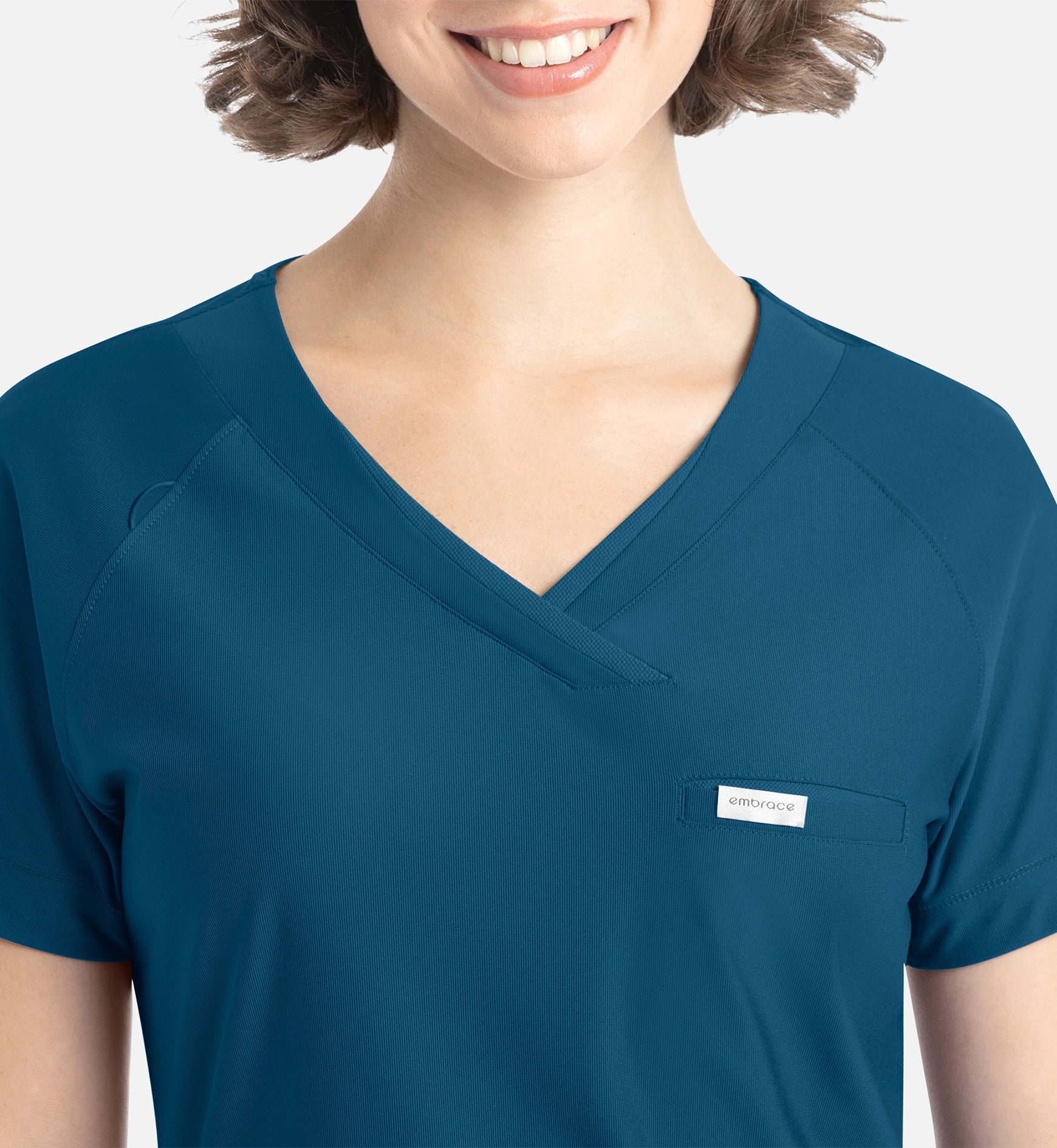 Embrace 2502 Luna Tuckable Y-Neck Top Caribbean Blue