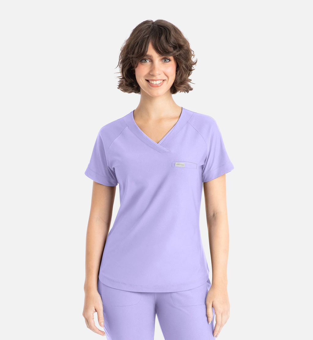 Embrace 2502 Luna Tuckable Y-Neck Top MISTY LILAC