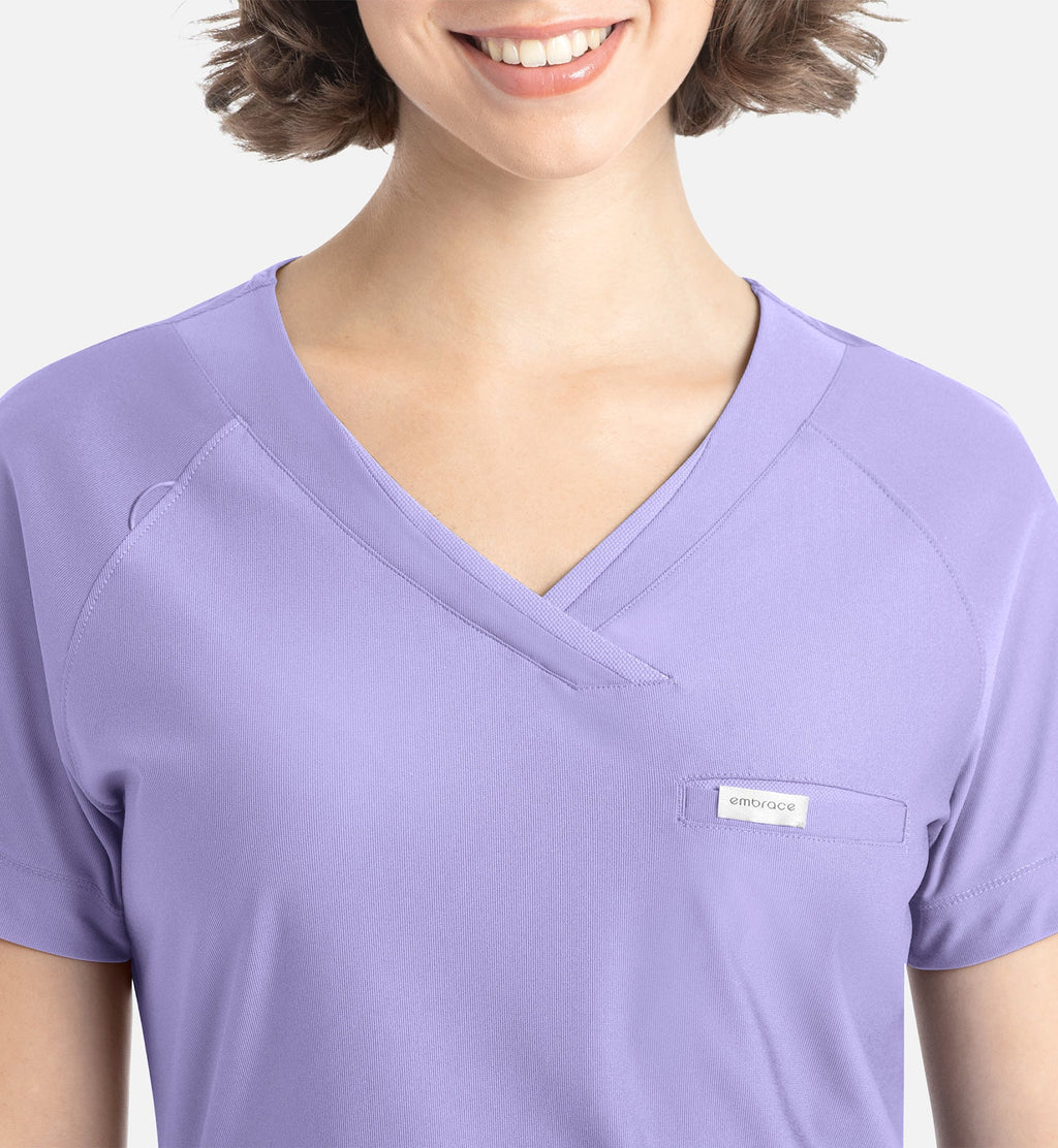 Embrace 2502 Luna Tuckable Y-Neck Top MISTY LILAC