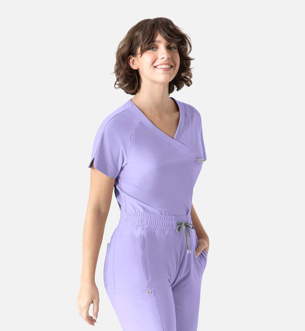 Embrace 2502 Luna Tuckable Y-Neck Top MISTY LILAC