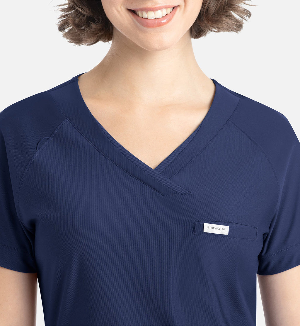 Embrace 2502 Luna Tuckable Y-Neck Top Navy