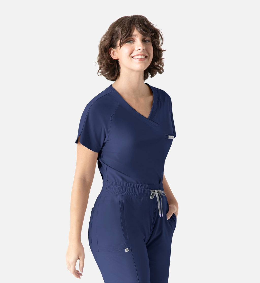 Embrace 2502 Luna Tuckable Y-Neck Top Navy