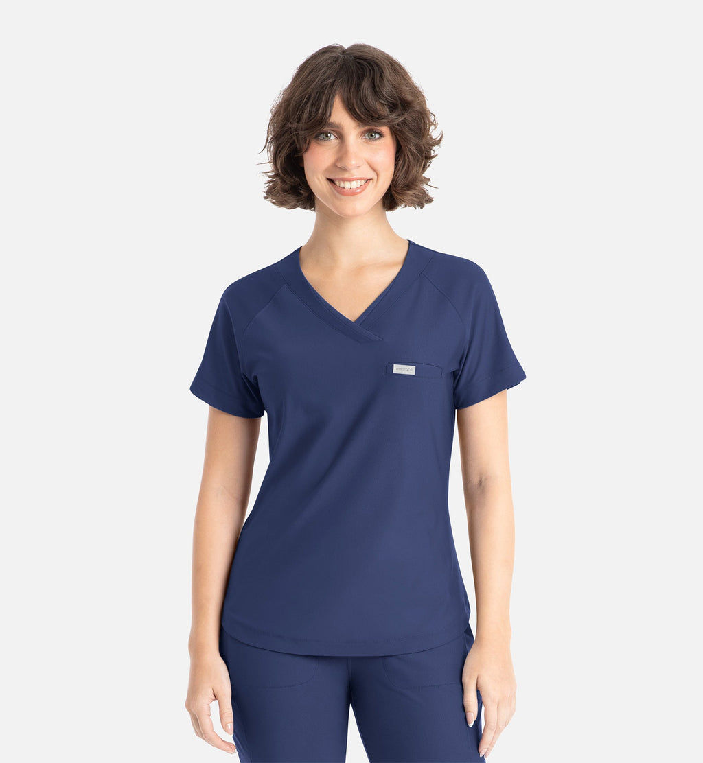 Embrace 2502 Luna Tuckable Y-Neck Top Navy