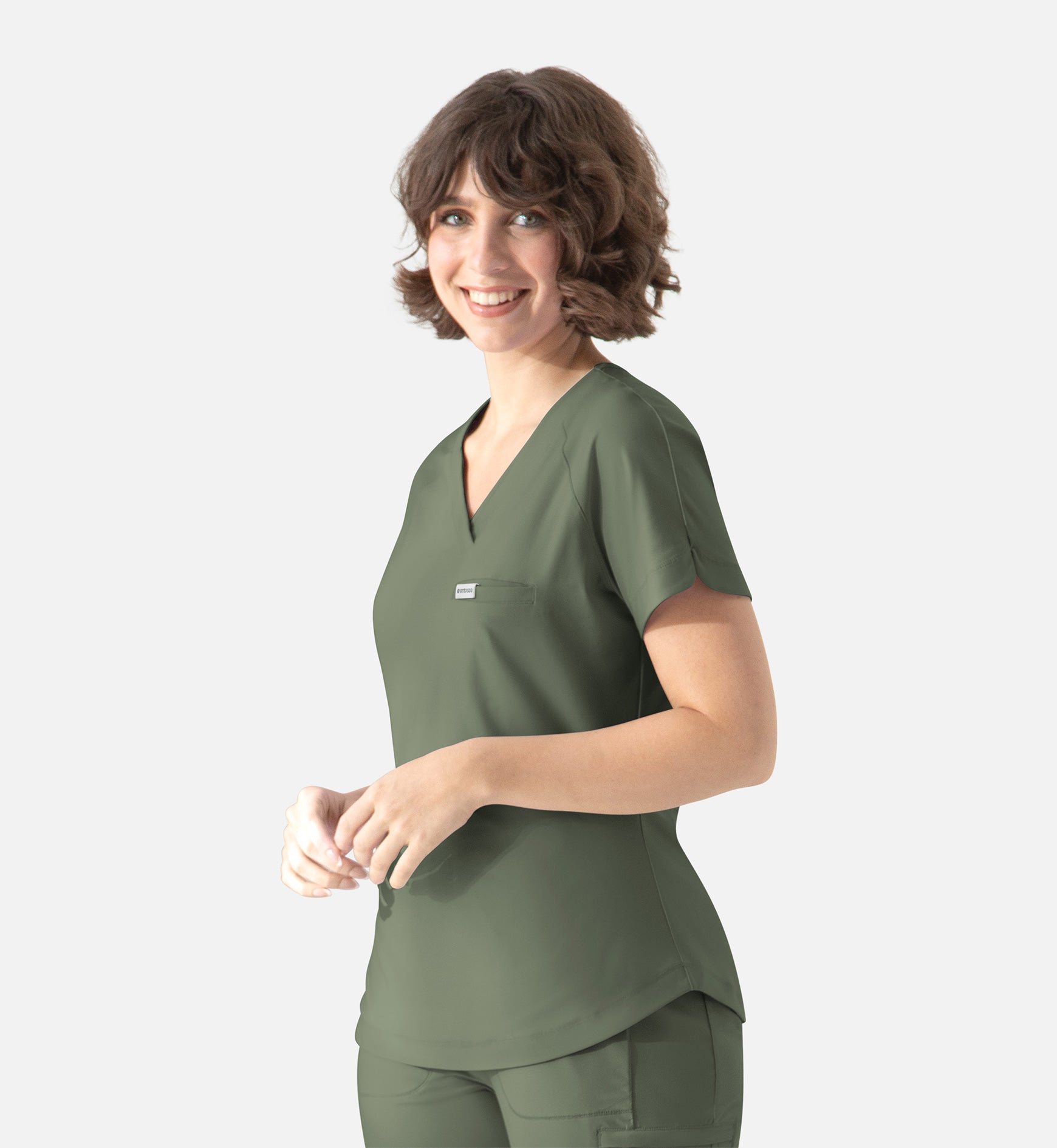 Embrace 2502 Luna Tuckable Y-Neck Top Olive