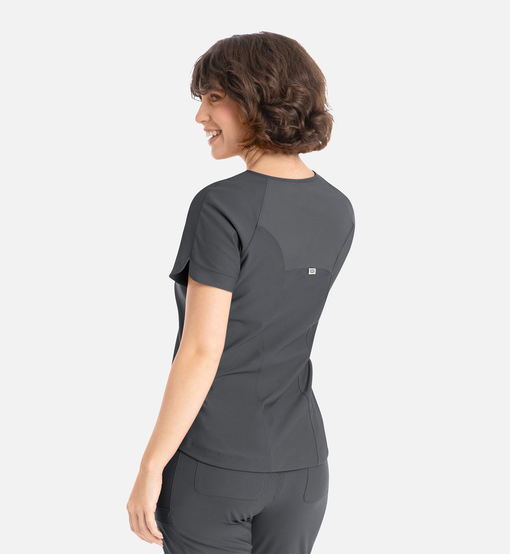 Embrace 2502 Luna Tuckable Y-Neck Top Pewter