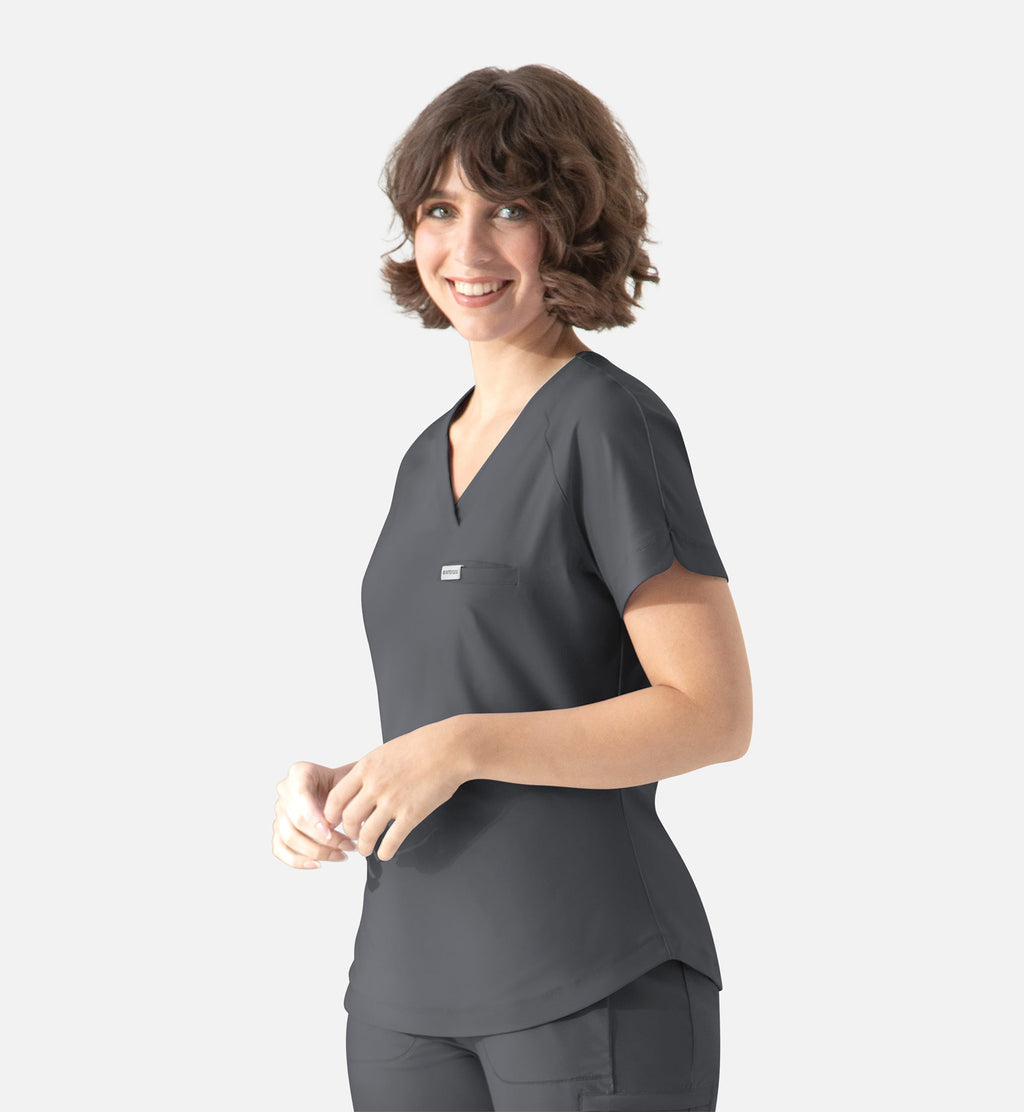 Embrace 2502 Luna Tuckable Y-Neck Top Pewter