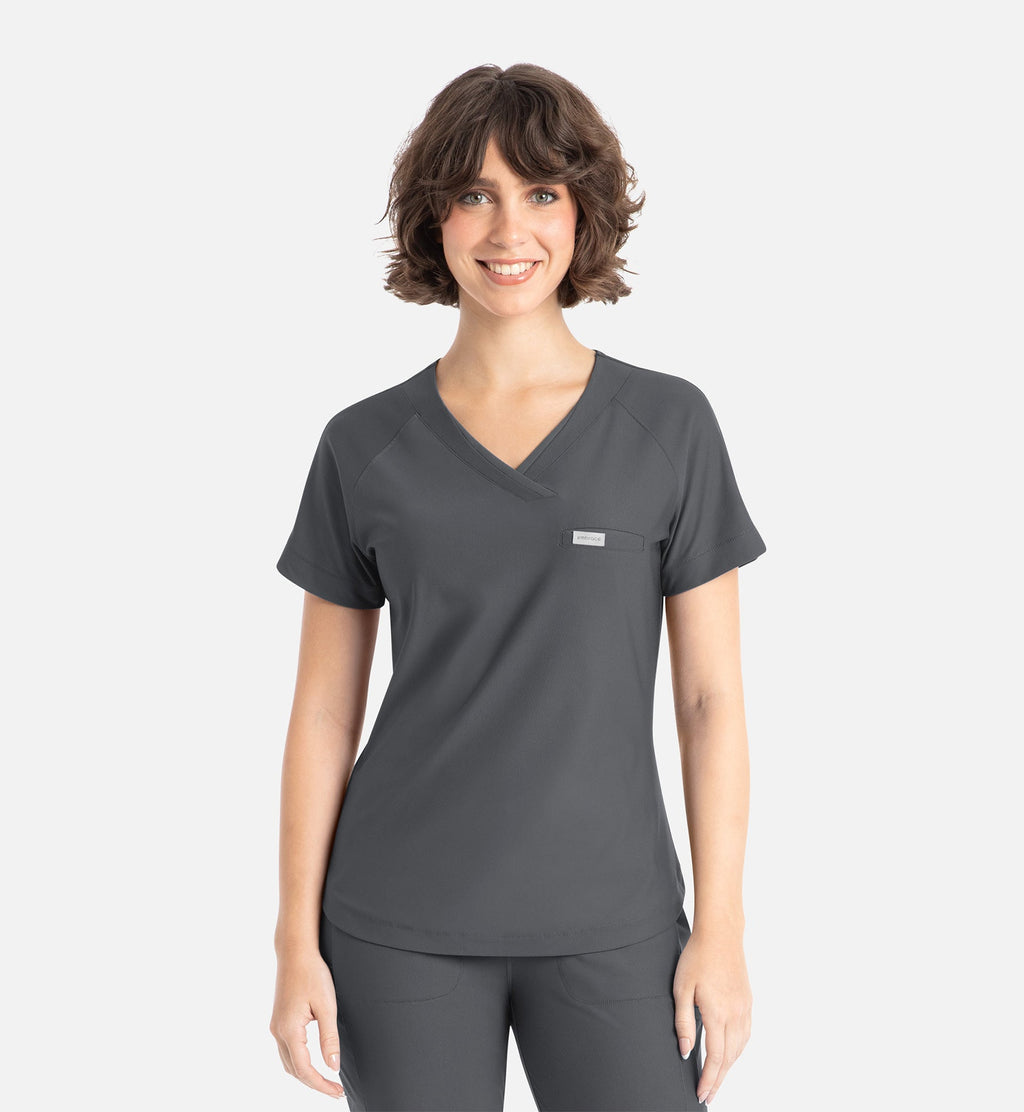 Embrace 2502 Luna Tuckable Y-Neck Top Pewter