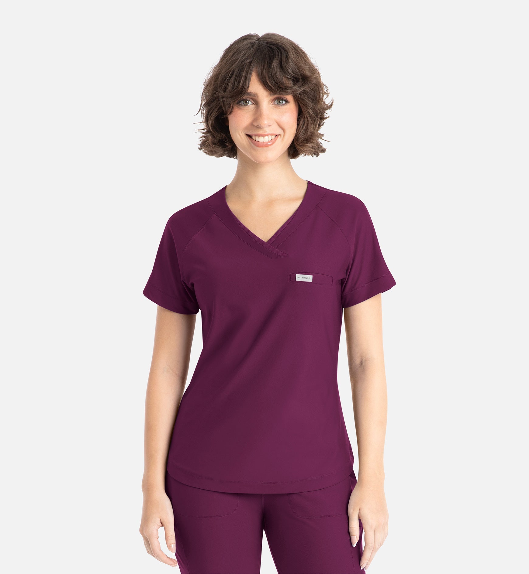Embrace 2502 Luna Tuckable Y-Neck Top Wine