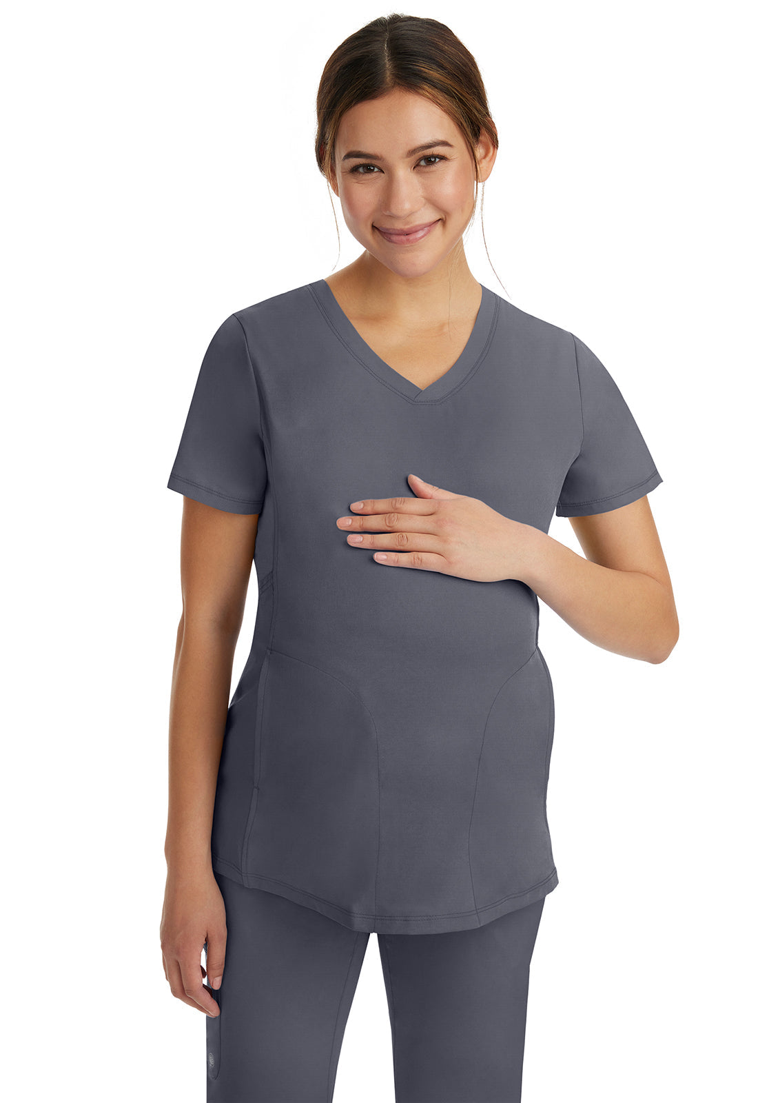 HH Works 2510 Women's Mila Maternity Scrub Top Pewter
