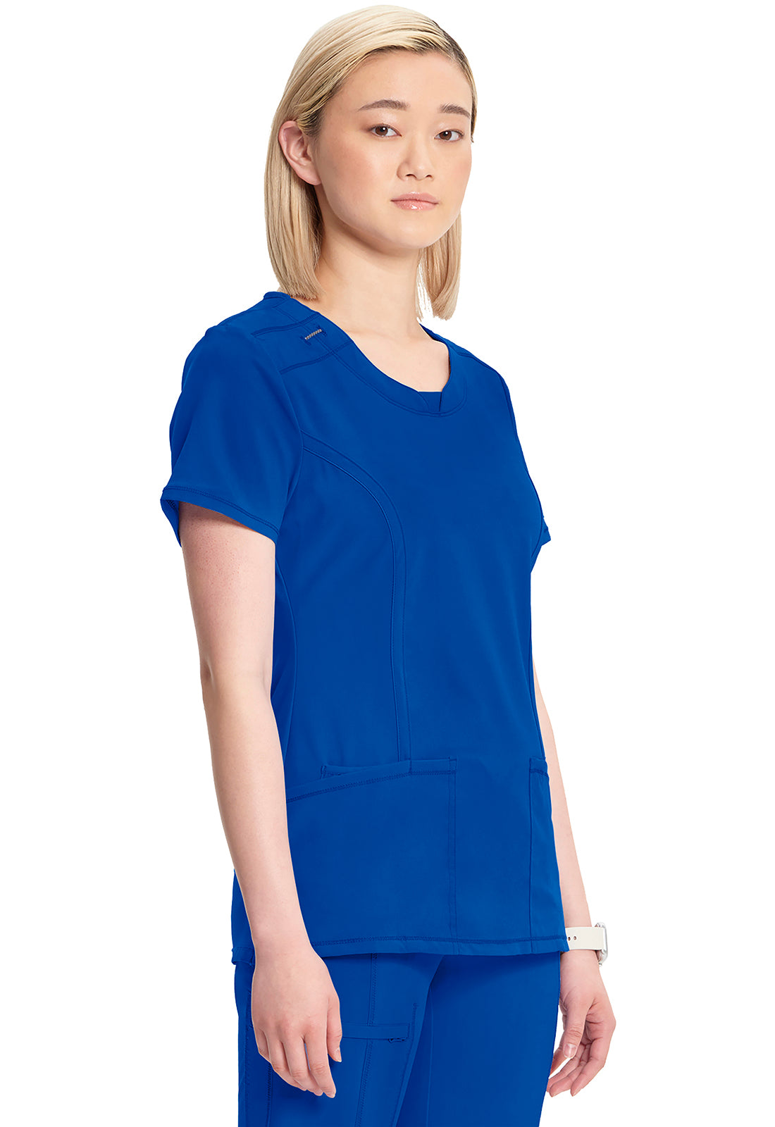 Classics 2624A Round Neck Top Galaxy Blue Model Image Left Side | Infinity