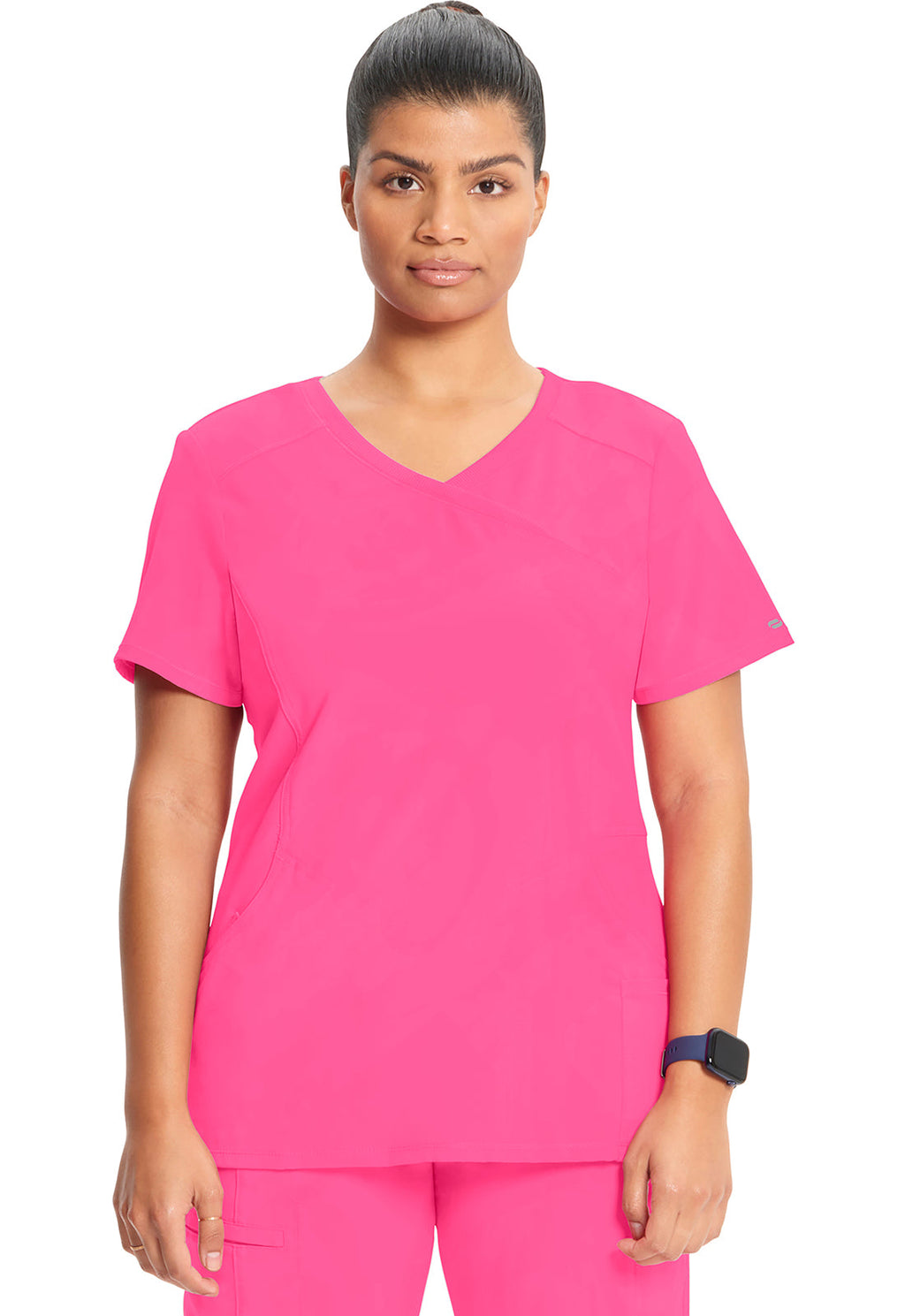 Classics 2625A Mock Wrap Top Carmine Pink Model Image Front | Infinity