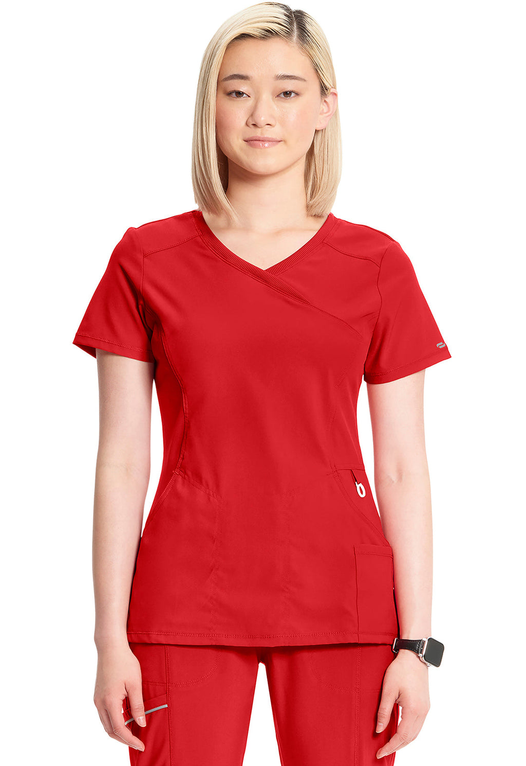 Infinity 2625A Women's Mock Wrap Scrub Top Red