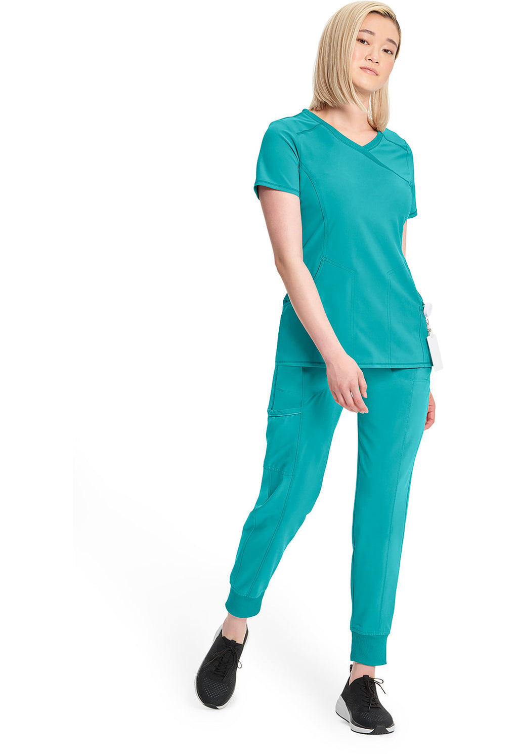 Classics 2625A Mock Wrap Top Teal Blue